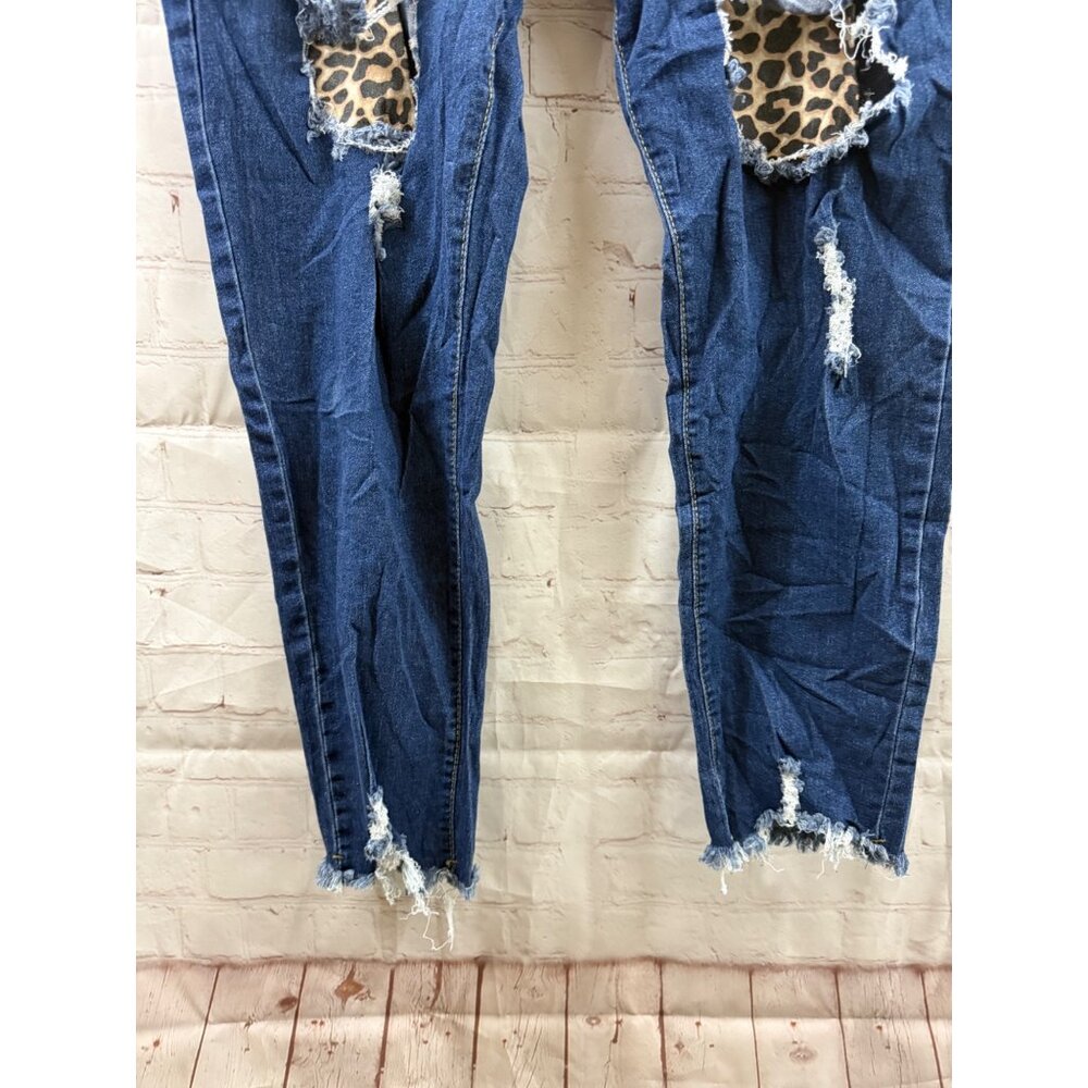 Unbranded Jeans Womens Size XL Blue Distressed Animal Print Streetwear Denim - Picture 5 of 7